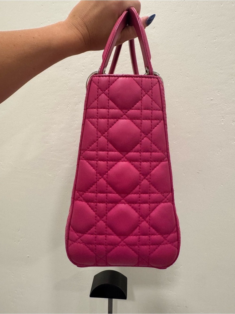 Dior Lady Dior Hot Pink Quilted leather small with Silver Hardware - Picture 4 of 10